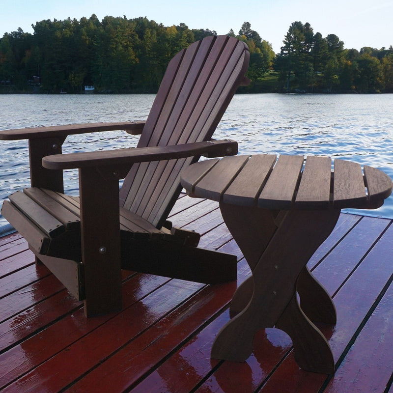 Wooden 24" Round Side Table in Brazilian Walnut (IPE), Oiled Fully Assembled