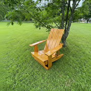 Wooden Modern Royal Reclining Adirondack Chair (Large) in Knotted Cedar, Golden Glossy