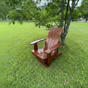 Wooden Modern Royal Reclining Adirondack Chair (Large) in Knotted Cedar, Caramel