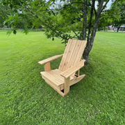 Wooden Modern Royal Reclining Adirondack Chair (Large) in Knotted Cedar, Unstained