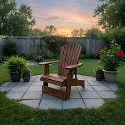 Wooden Royal Upright Reclining Adirondack Chair in Knotted Cedar, Caramel Glossy