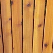 Wooden 24" Square Side Table in Knotted Cedar, Golden Glossy