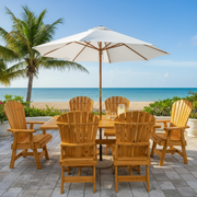 Dining Set for 6 with 6' Trestle Table in Knotted Cedar, Golden Glossy