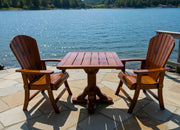 Dining Set for 2 with Pedestal Table in Knotted Cedar, Caramel Glossy
