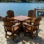 Dining Set for 4 with Pedestal Table in Clear Cedar, Caramel Glossy