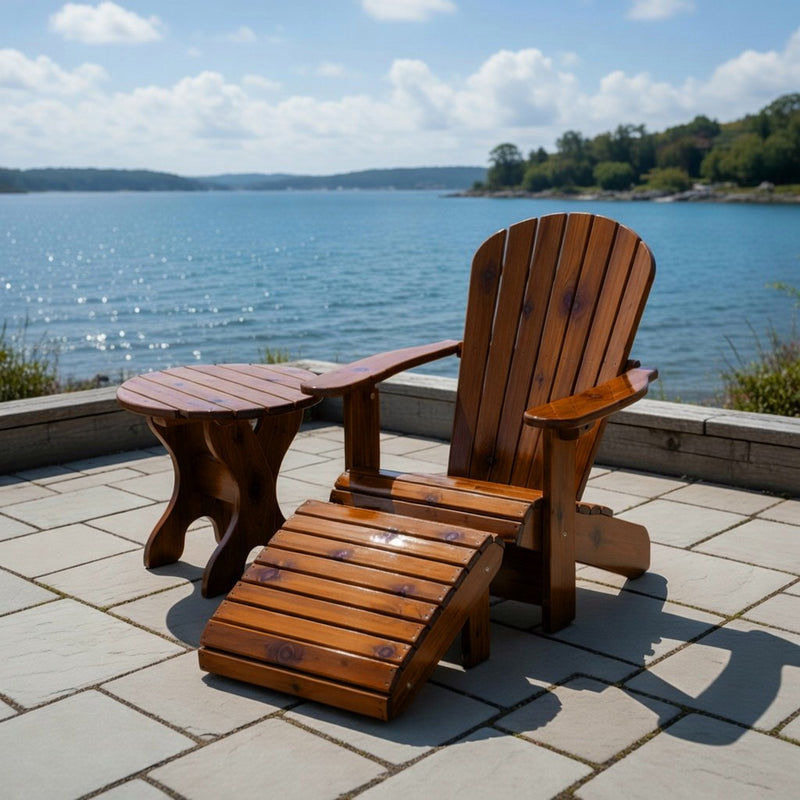 Wooden Royal Single Patio Set in Knotted Cedar, Caramel