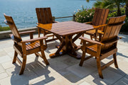 Wooden Modern Dining Set for 4 with Pedestal Table in Knotted Cedar, Caramel