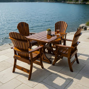 Dining Set for 4 with 4' Trestle Table in Knotted Cedar, Caramel Glossy