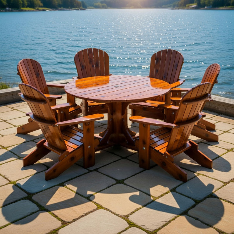 Wooden Royal Picnic Set for 6 in Knotted Cedar, Caramel
