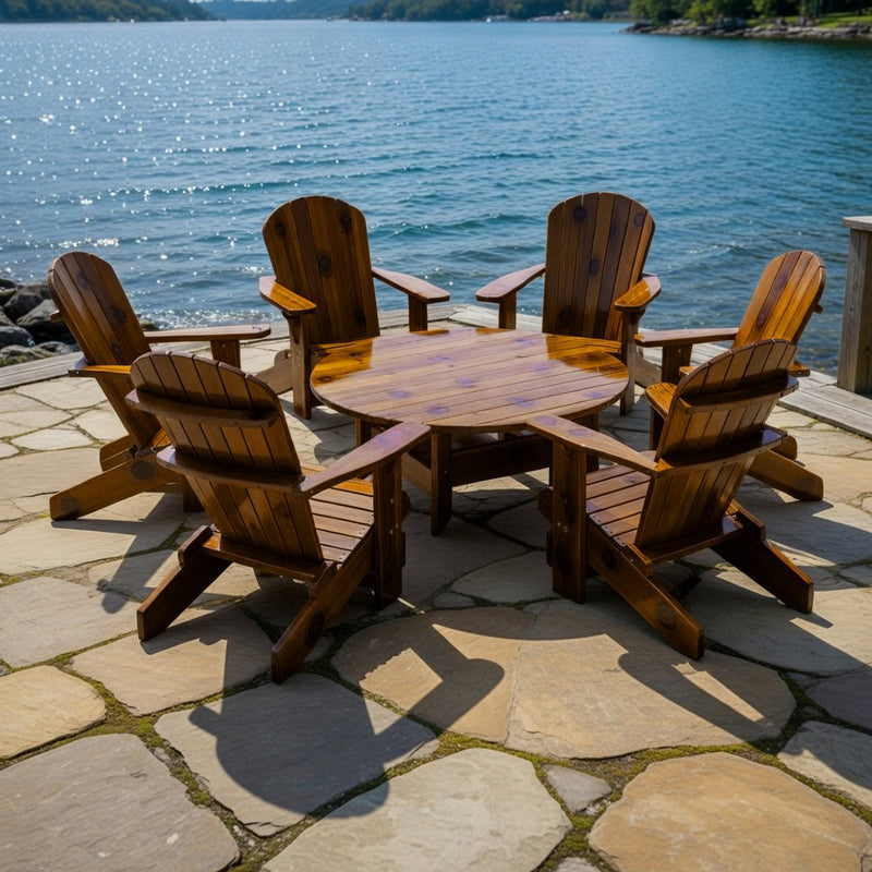 Wooden Royal Social Set for 6 in Knotted Cedar, Caramel