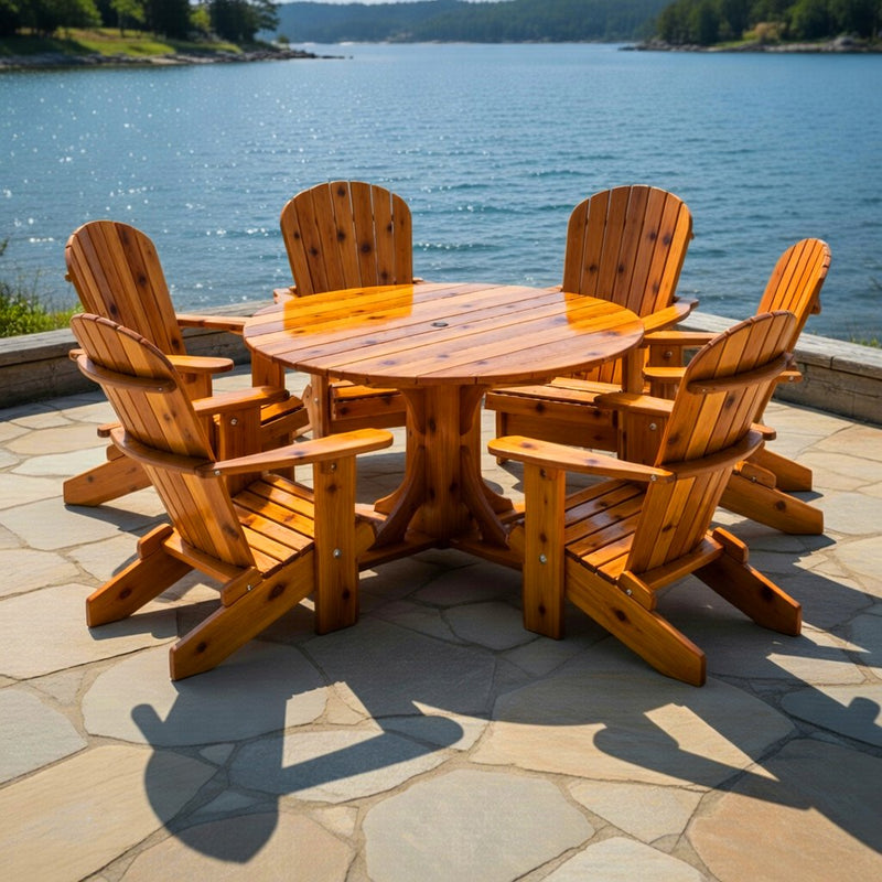 Wooden Royal Picnic Set for 6 in Knotted Cedar, Golden Glossy