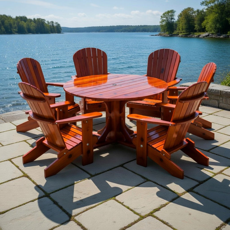 Wooden Royal Picnic Set for 6 in Knotted Cedar, Mahogany Glossy