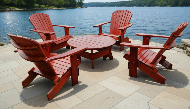 Wooden Royal Social Set for 4 in Knotted Cedar, Mahogany Glossy