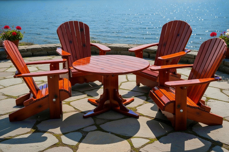 Wooden Royal Picnic Set for 4 in Knotted Cedar, Mahogany Glossy