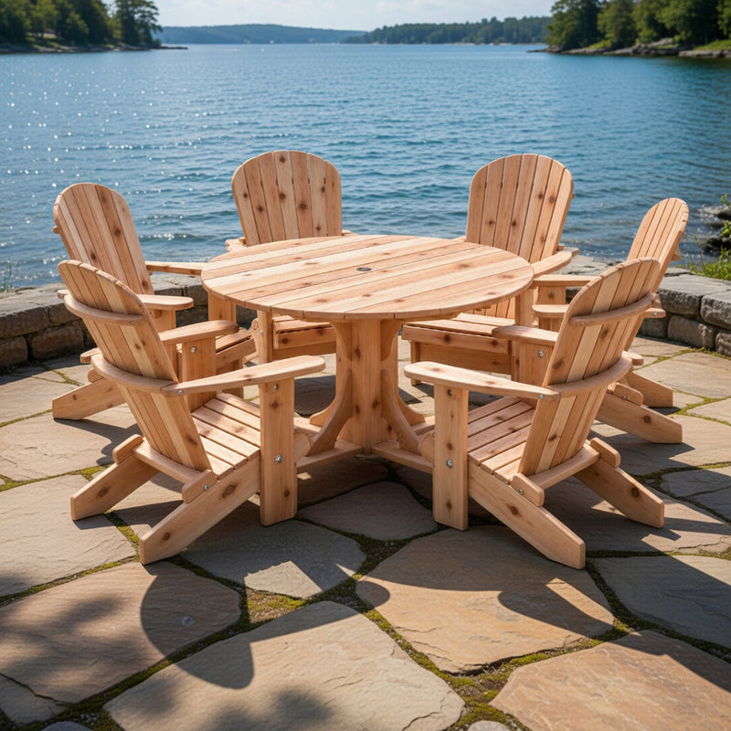 Wooden Royal Picnic Set for 6 in Knotted Cedar, Unstained