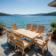 Wooden Modern Dining Set for 8 with 6' Table in Knotted Cedar, Unstained