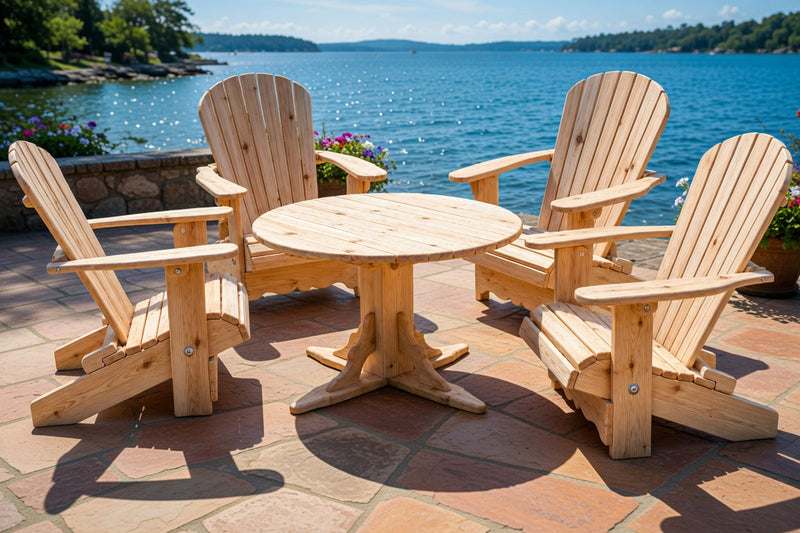 Wooden Royal Picnic Set for 4 in Knotted Cedar, Unstained