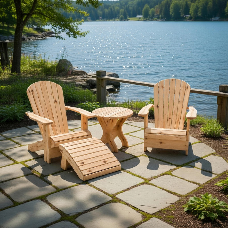 Wooden Royal Patio Set in Knotted Cedar, Unstained