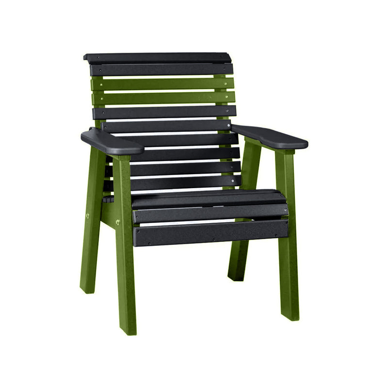 LuxCraft Black 2' Rollback Recycled Plastic Chair With Cup Holder