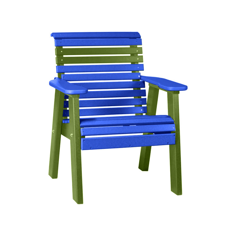 LuxCraft Blue 2' Rollback Recycled Plastic Chair With Cup Holder