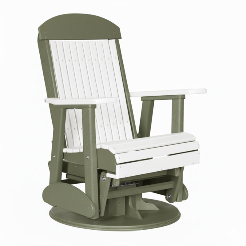LuxCraft White 2 foot Classic Highback Recycled Plastic Swivel Glider Chair