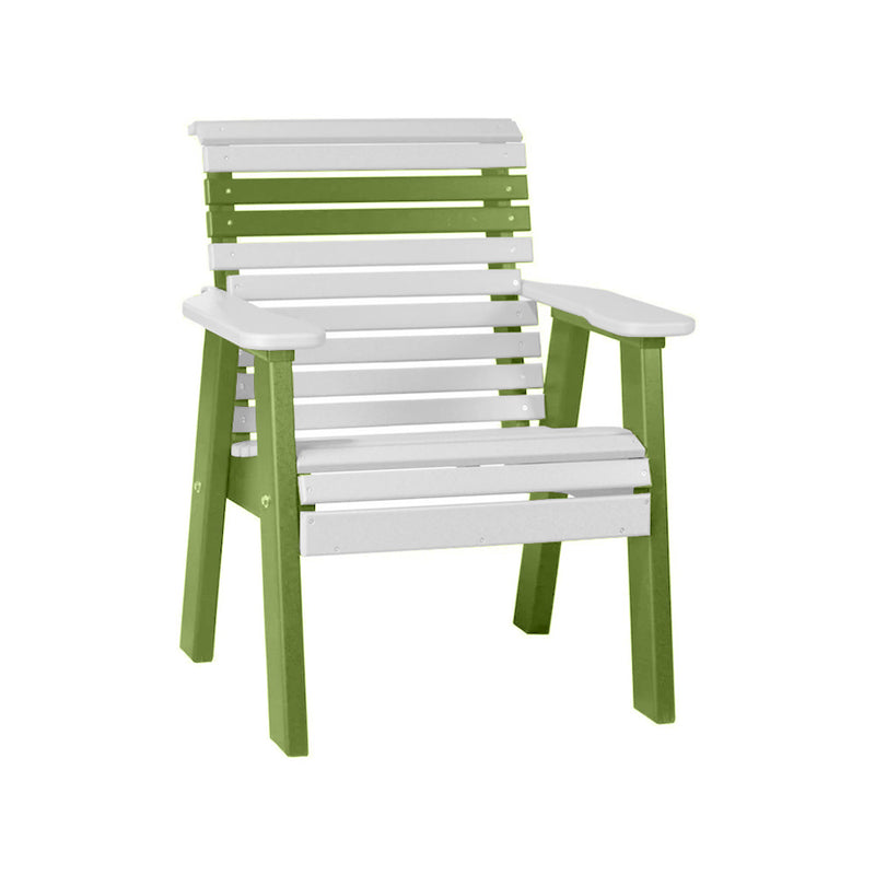 LuxCraft White 2' Rollback Recycled Plastic Chair With Cup Holder