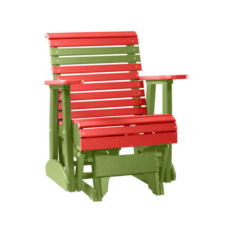 LuxCraft Red 2 foot Rollback Recycled Plastic Glider Chair With Cup Holder