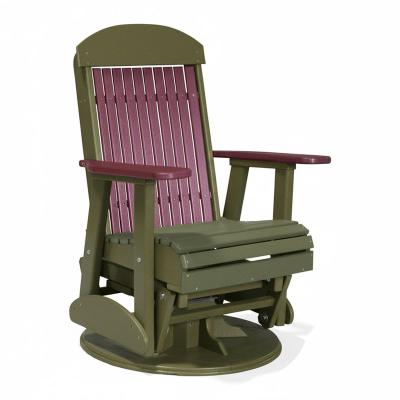 LuxCraft Cherrywood 2 foot Classic Highback Recycled Plastic Swivel Glider Chair With Cup Holder