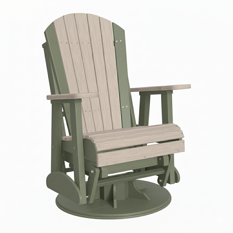 LuxCraft Birch 2 foot Classic Highback Recycled Plastic Swivel Glider Chair With Cup Holder