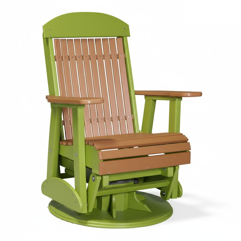 LuxCraft Cedar 2 foot Classic Highback Recycled Plastic Swivel Glider Chair