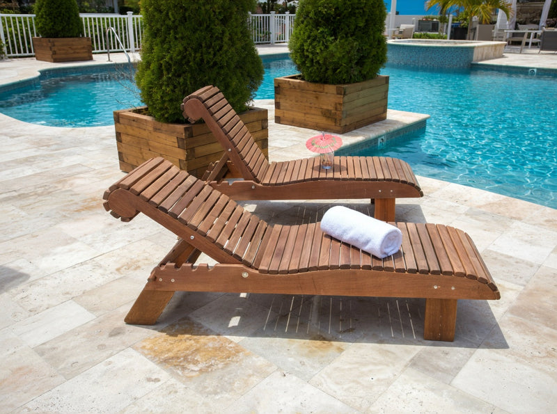 Wooden Lounge Chair in Brazilian Walnut (IPE), Unoiled Fully Assembled