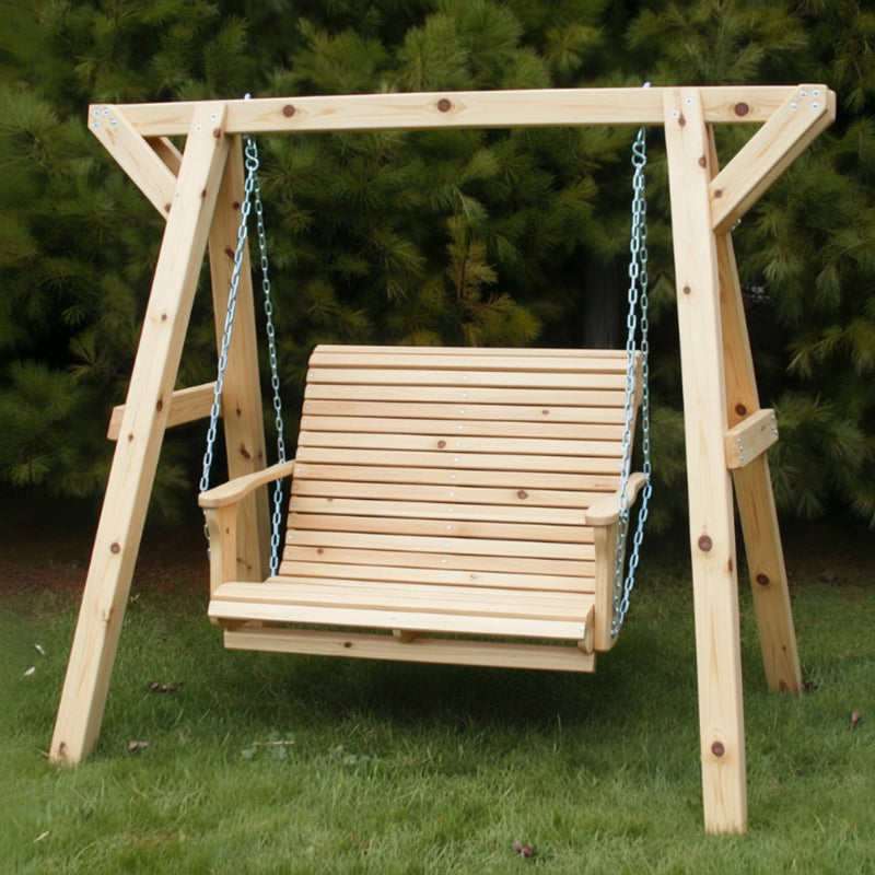 Wooden Lovers Porch Swing (Bench Only) in Knotted Pine, Unstained