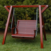 Wooden Lovers Porch Swing (Bench Only) in Clear Cedar, Mahogany Glossy