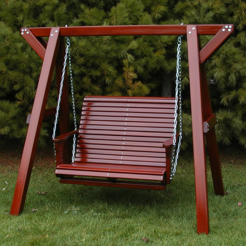 Wooden Lovers Porch Swing (Bench Only) in Clear Cedar, Mahogany Glossy