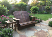 Wooden Royal Loveseat Adirondack Chair in Brazilian Walnut (IPE), Oiled Fully Assembled