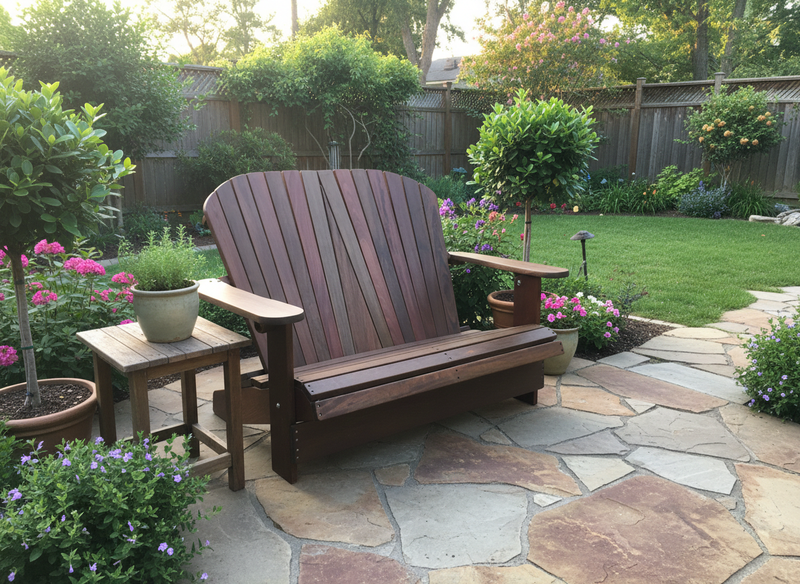 Wooden Royal Loveseat Adirondack Chair in Brazilian Walnut (IPE), Oiled Fully Assembled