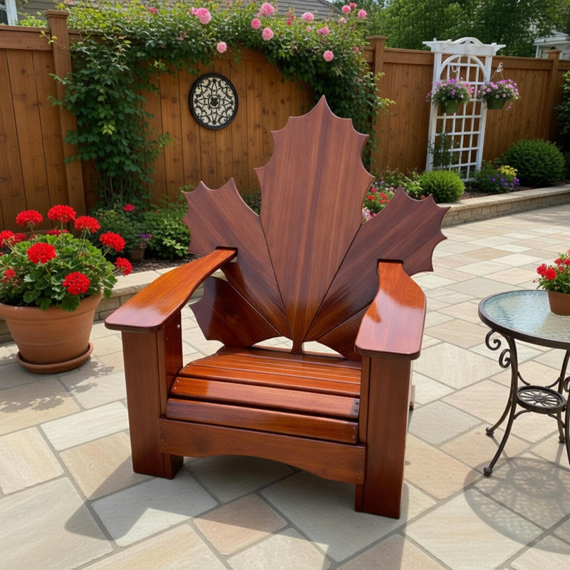 Wooden Folding Maple Leaf Chair (Large) in Clear Cedar, Caramel Glossy