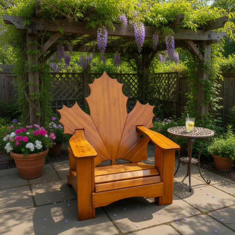 Wooden Folding Maple Leaf Chair (Large) in Clear Cedar, Golden Glossy