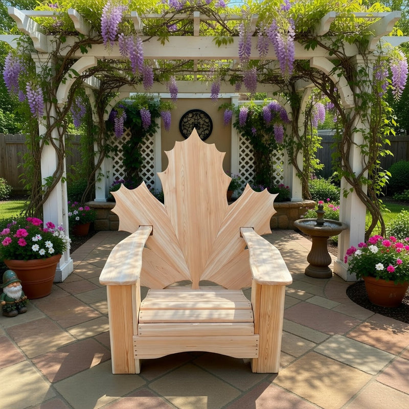 Wooden Folding Maple Leaf Chair (Large) in Clear Cedar, Unstained