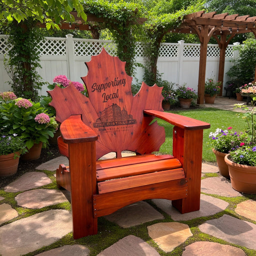 Wooden Folding Maple Leaf Chair (Large) in Knotted Cedar, Mahogany Glossy