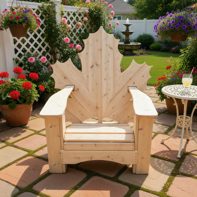 Wooden Folding Maple Leaf Chair (Large) in Knotted Pine, Unstained