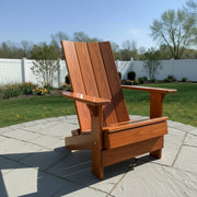 Wooden Folding Modern Royal Adirondack Chair (Large) in Clear Cedar, Caramel Glossy