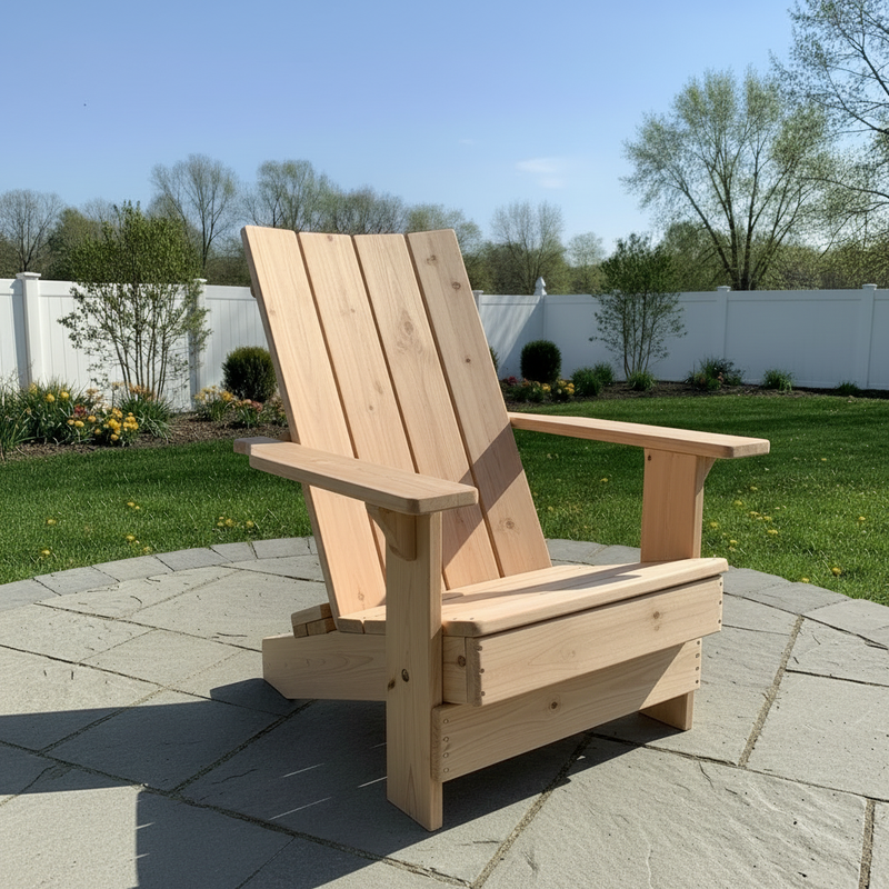 Wooden Folding Modern Royal Adirondack Chair (Large) in Knotted Cedar, Unstained