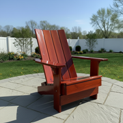 Wooden Folding Modern Royal Adirondack Chair (Large) in Knotted Cedar, Mahogany Glossy