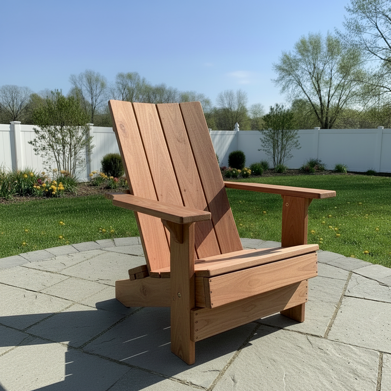 Wooden Folding Modern Royal Adirondack Chair (Large) in Brazilian Walnut (IPE), Unoiled Fully Assembled