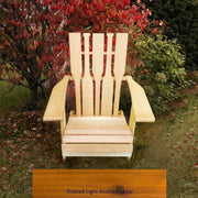 Wooden Customized Back Royal Adirondack Chair in Knotted Cedar, Golden Glossy, Paddle Back
