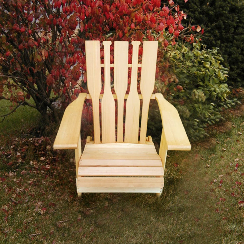 Wooden Customized Back Royal Adirondack Chair in Clear Cedar, Unstained, Paddle Back