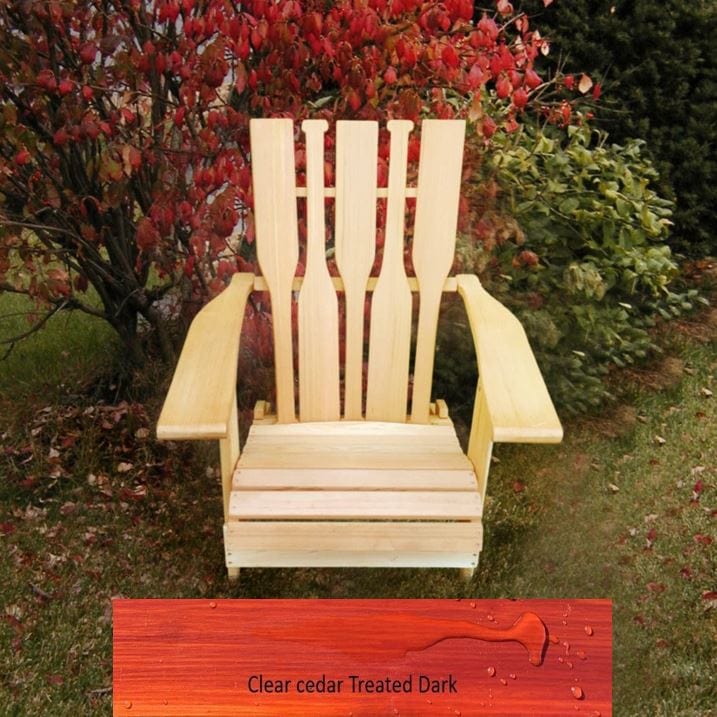 Wooden Customized Back Royal Adirondack Chair in Clear Cedar, Mahogany Glossy, Paddle Back
