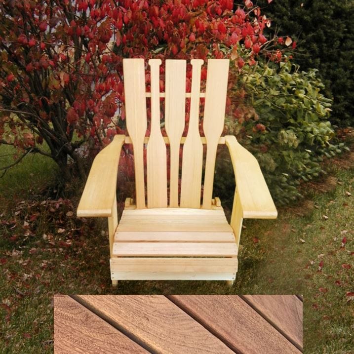 Wooden Customized Back Royal Adirondack Chair in Brazilian Walnut (IPE), Unoiled Fully Assembled, Paddle Back
