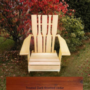 Wooden Customized Back Royal Adirondack Chair in Knotted Cedar, Mahogany Glossy, Paddle Back